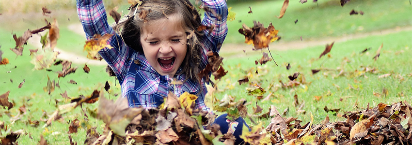 Kid Playing in Leaves